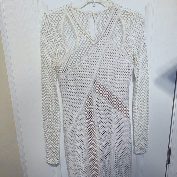BSBG Maxazria Jaylynn Mesh Patchwork Dress-Stretch-Size Small-Unique-Long Sleeve - Picture 7 of 9